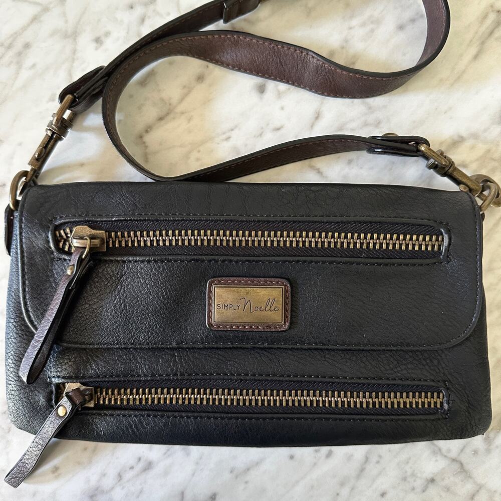 Simply Noelle Vegan Faux Leather Purse with Double Zipper Front Black‎ Excellent